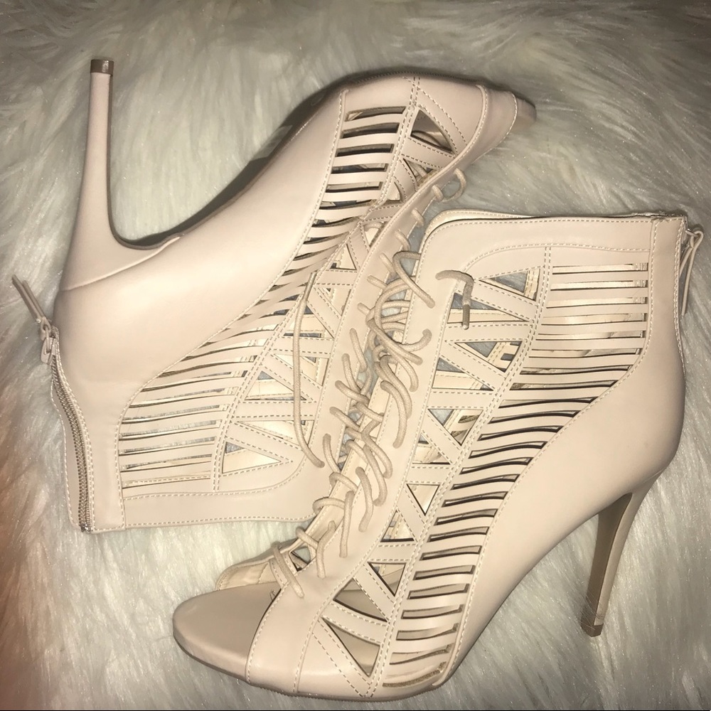 Nude lace-up heels